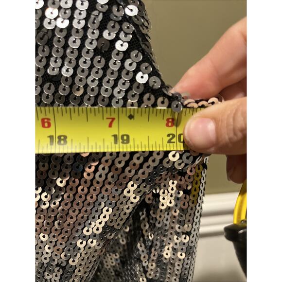 INC Blazer Womens M Urban Chic Party Sequins Peplum Bell Sleeves Silver - Picture 9 of 9